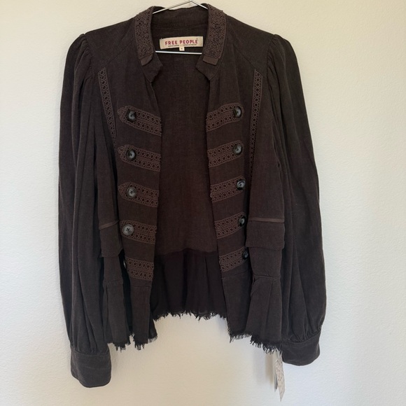 Free People Ariana Jacket Women's Black Military Style Jacket Size Medium - Picture 5 of 11